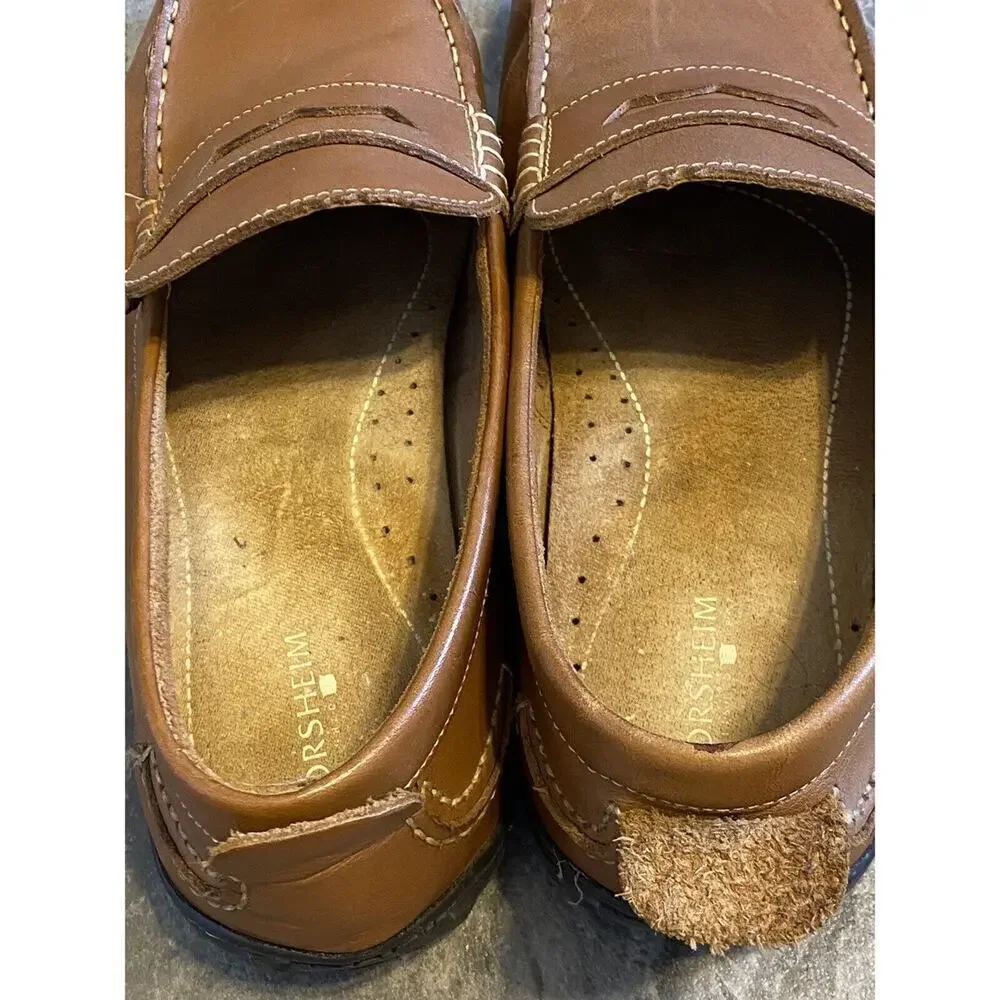 Florsheim Men's 10 1/2 Brown Leather Driving Moccasin Moc Toe Penny Loafers